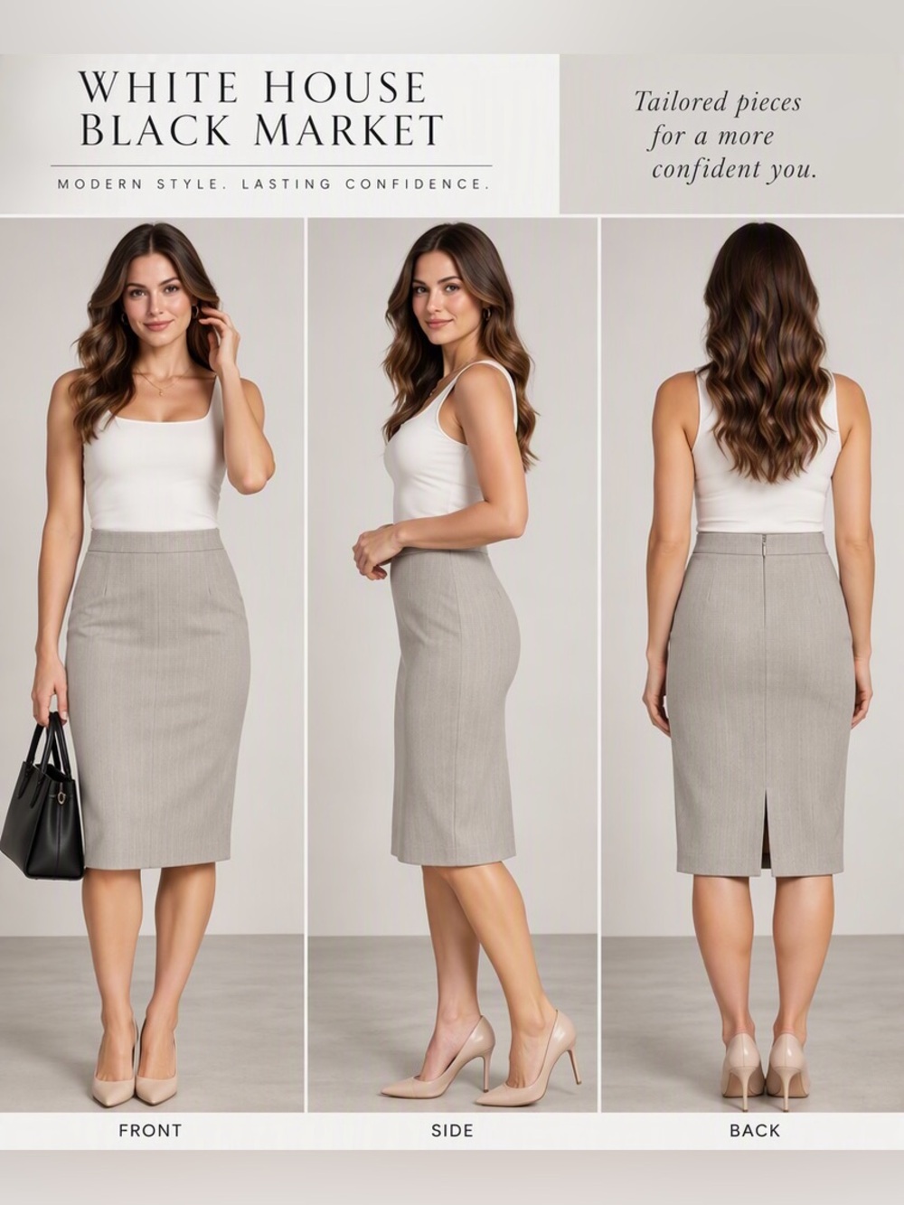 White House Black Market Beige Pencil Skirt